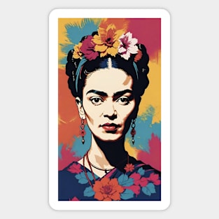 Frida's Radiant Reverie: Colorful Portrait Magnet